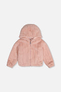 Faux Fur Hooded Cardigan Pink