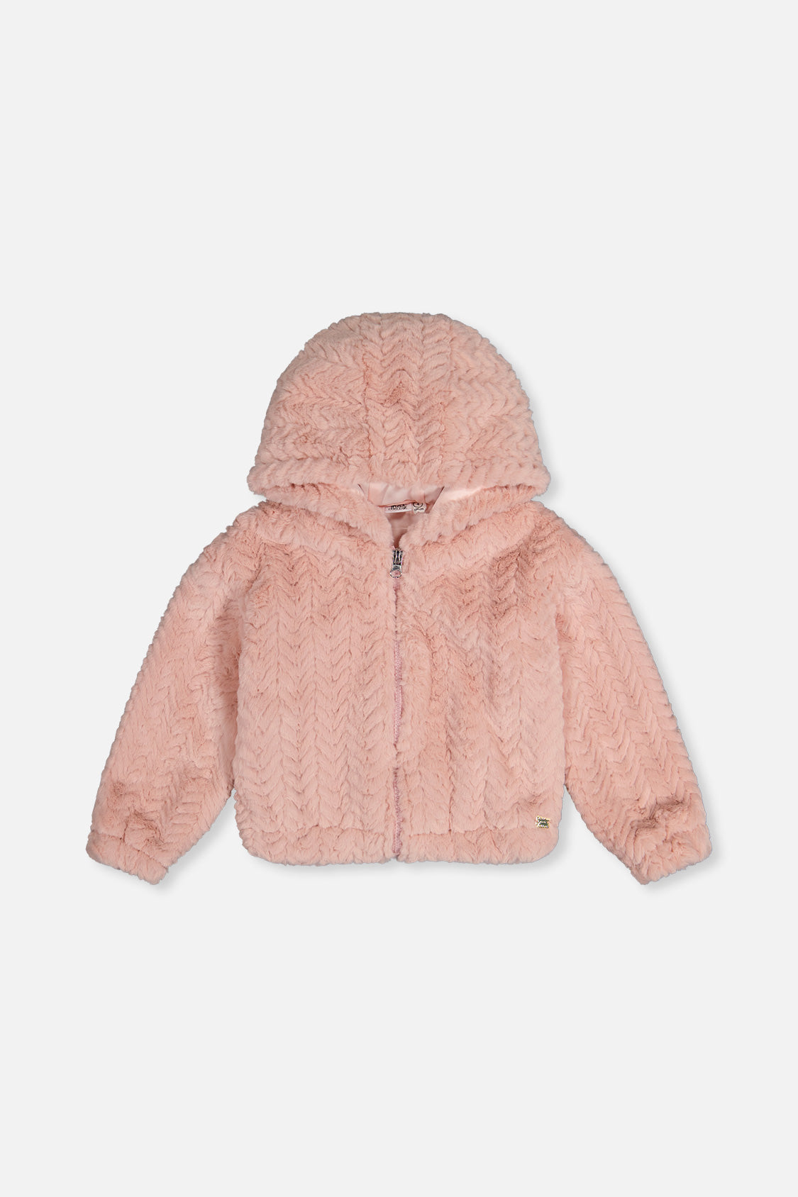 Faux Fur Hooded Cardigan Pink
