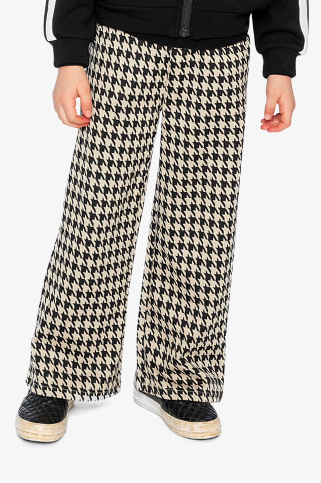 Flare Pants Black And Beige Houndstooth