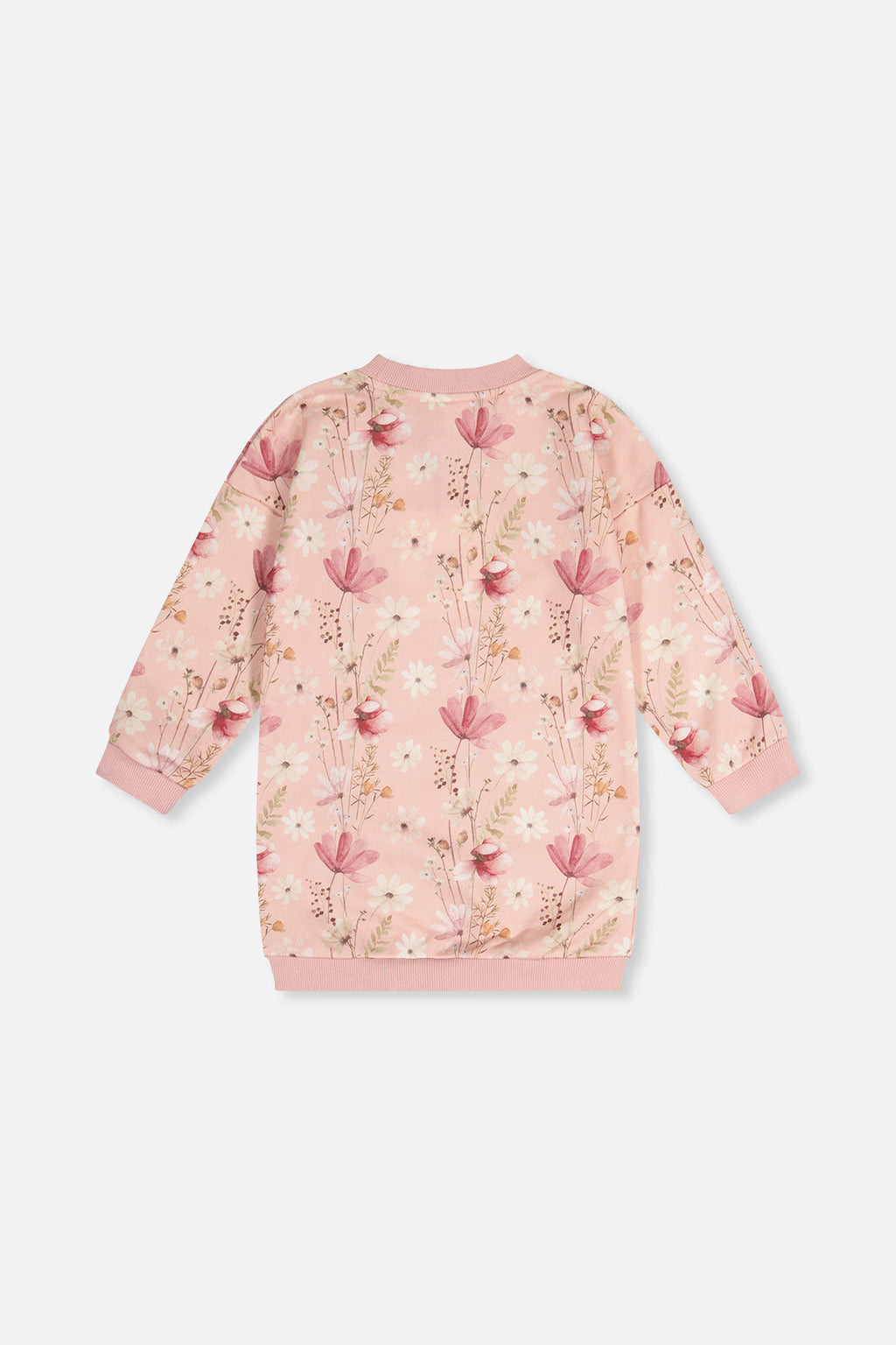 French Terry Dress Pink Printed Flowers