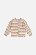 Knitted Cardigan Mauve And Blue Knitwear