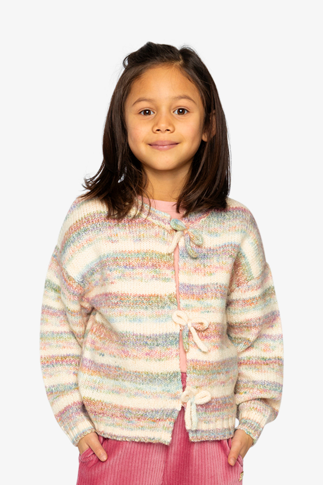 Knitted Cardigan Mauve And Blue Knitwear