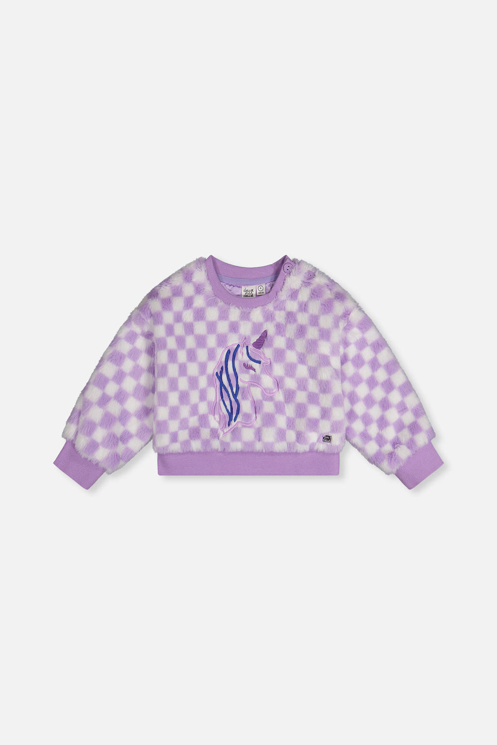 Faux Fur Top Lilac And White Tiles