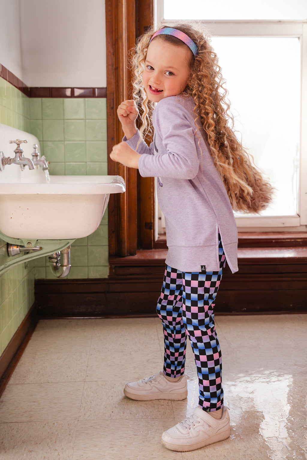Leggings Black Checkered Print