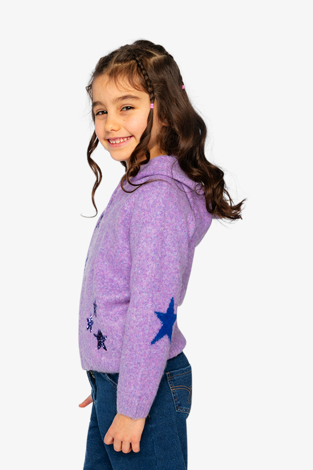 Hooded Knitted Cardigan Violet