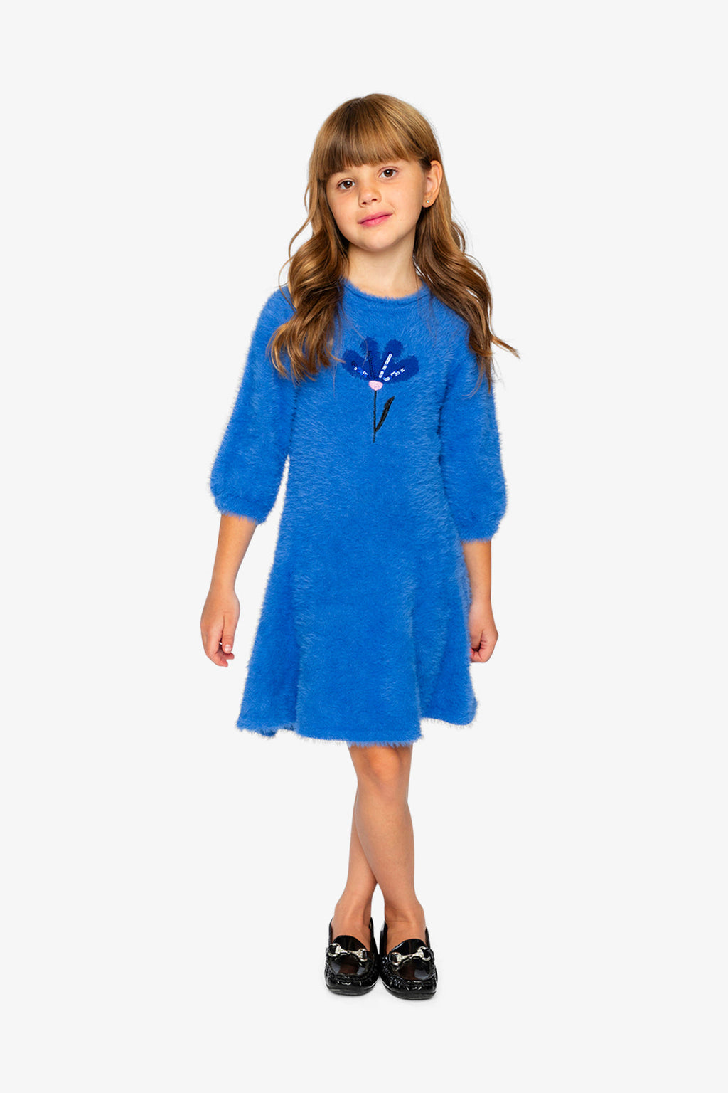 Hairy Knitted Dress Royal Blue