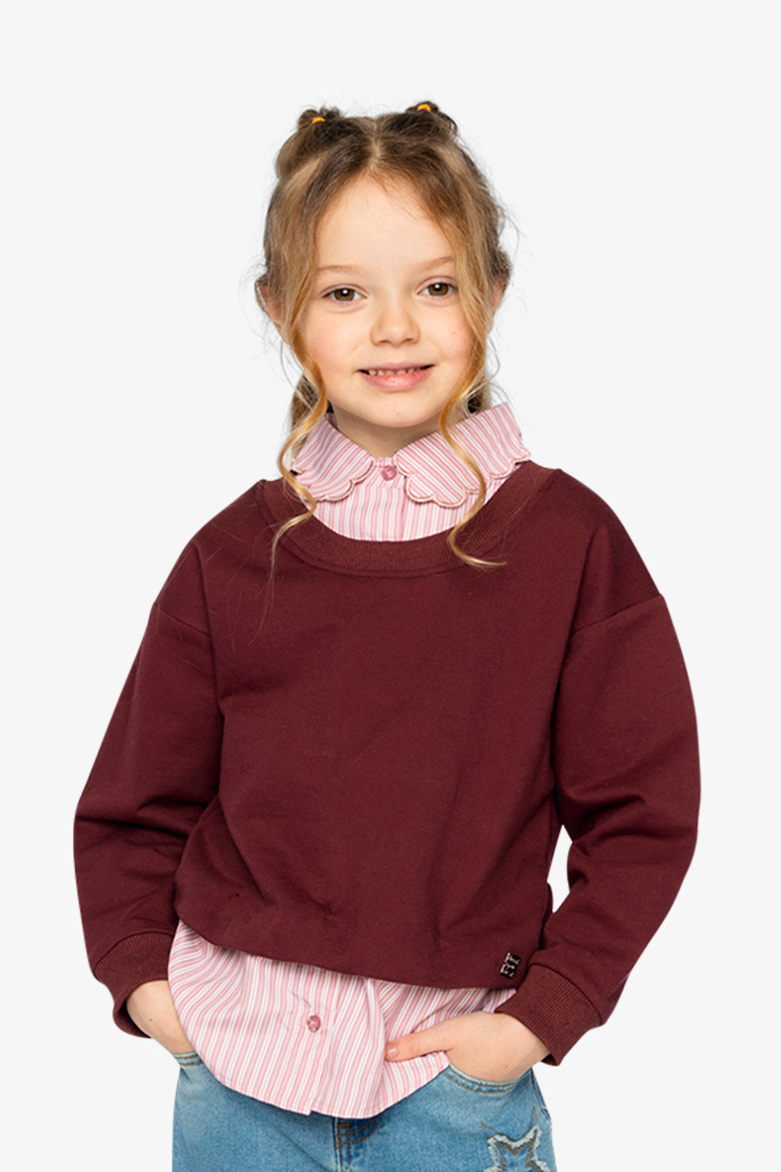 Fake Two Layer Sweater Reddish-Brown