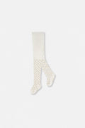 Baby Knit Heart Tights Off-White