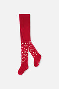 Knit Heart Tights Red