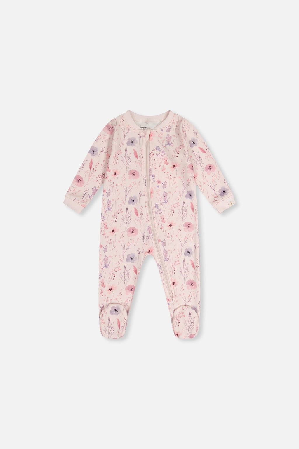 Baby Organic Cotton One Piece Pajama Pink Floral Print