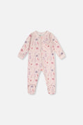 Baby Organic Cotton One Piece Pajama Pink Floral Print