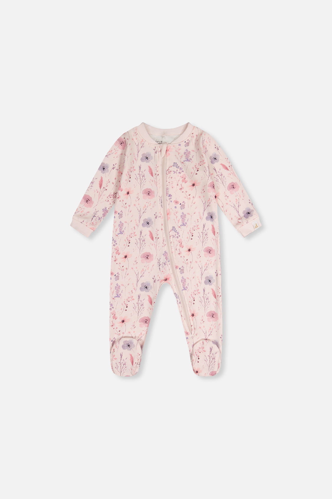 Baby Organic Cotton One Piece Pajama Pink Floral Print