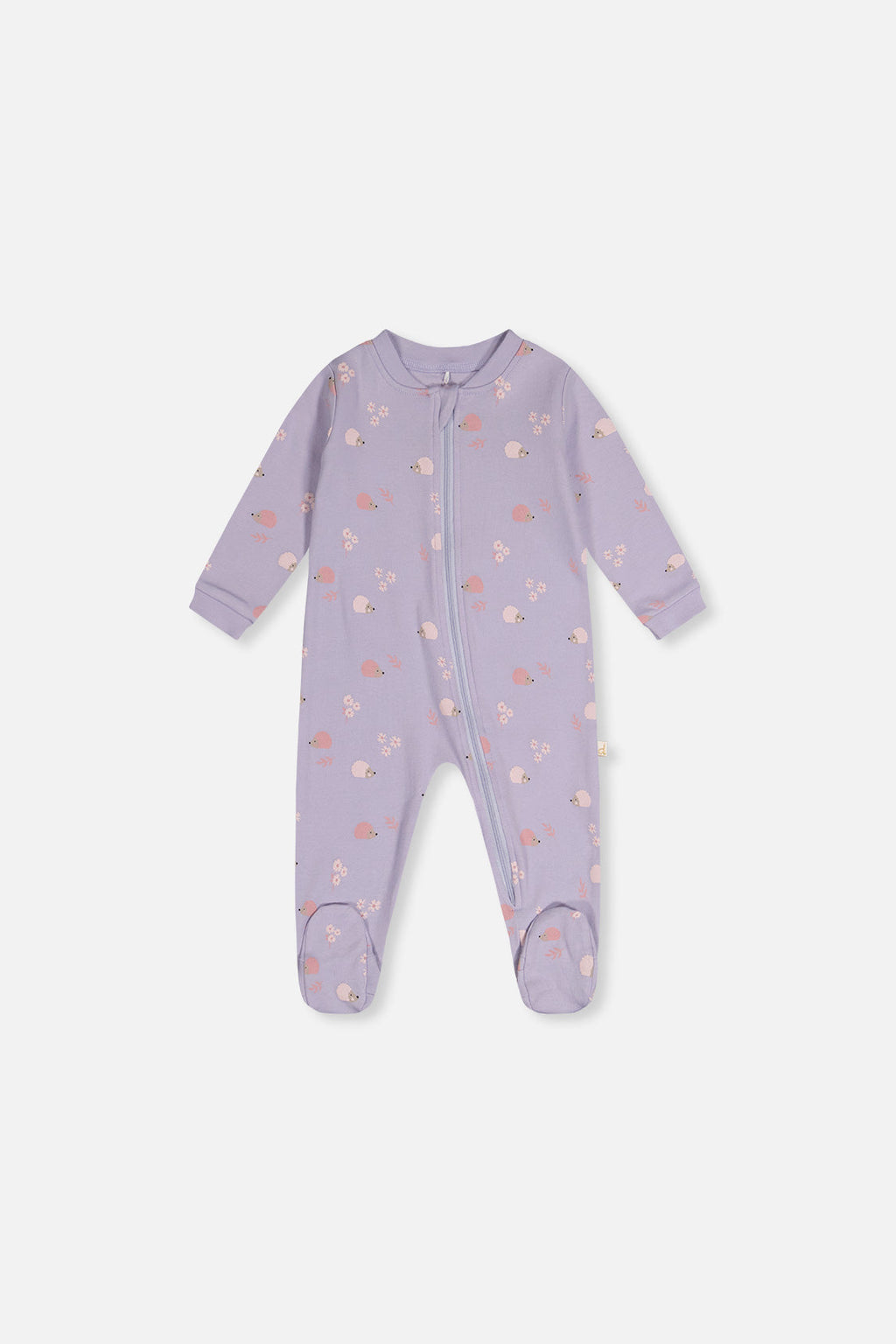 Baby Organic Cotton One Piece Pajama Purple Hedgehog Print