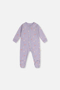 Baby Organic Cotton One Piece Pajama Purple Hedgehog Print