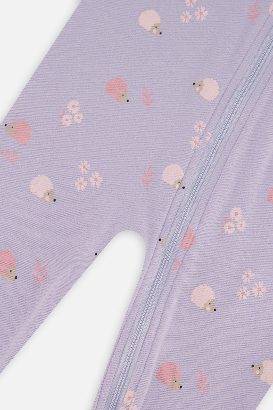 Baby Organic Cotton One Piece Pajama Purple Hedgehog Print