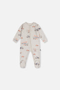 Baby Organic Cotton One Piece Pajama Beige Airplane Print