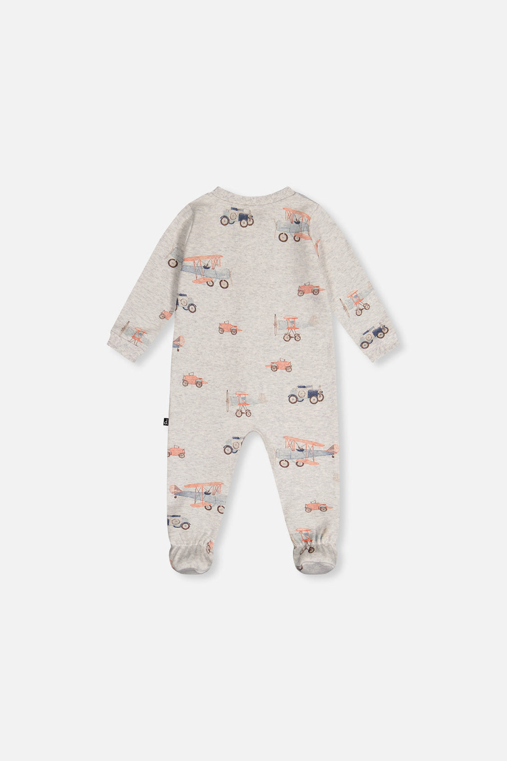 Baby Organic Cotton One Piece Pajama Beige Airplane Print
