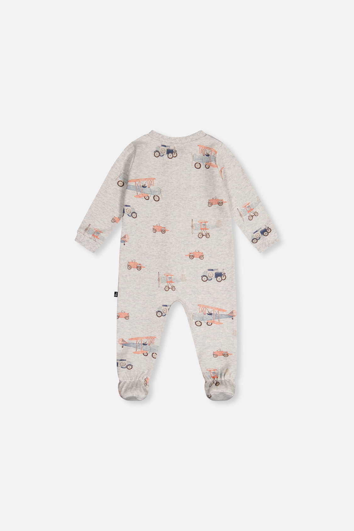 Baby Organic Cotton One Piece Pajama Beige Airplane Print