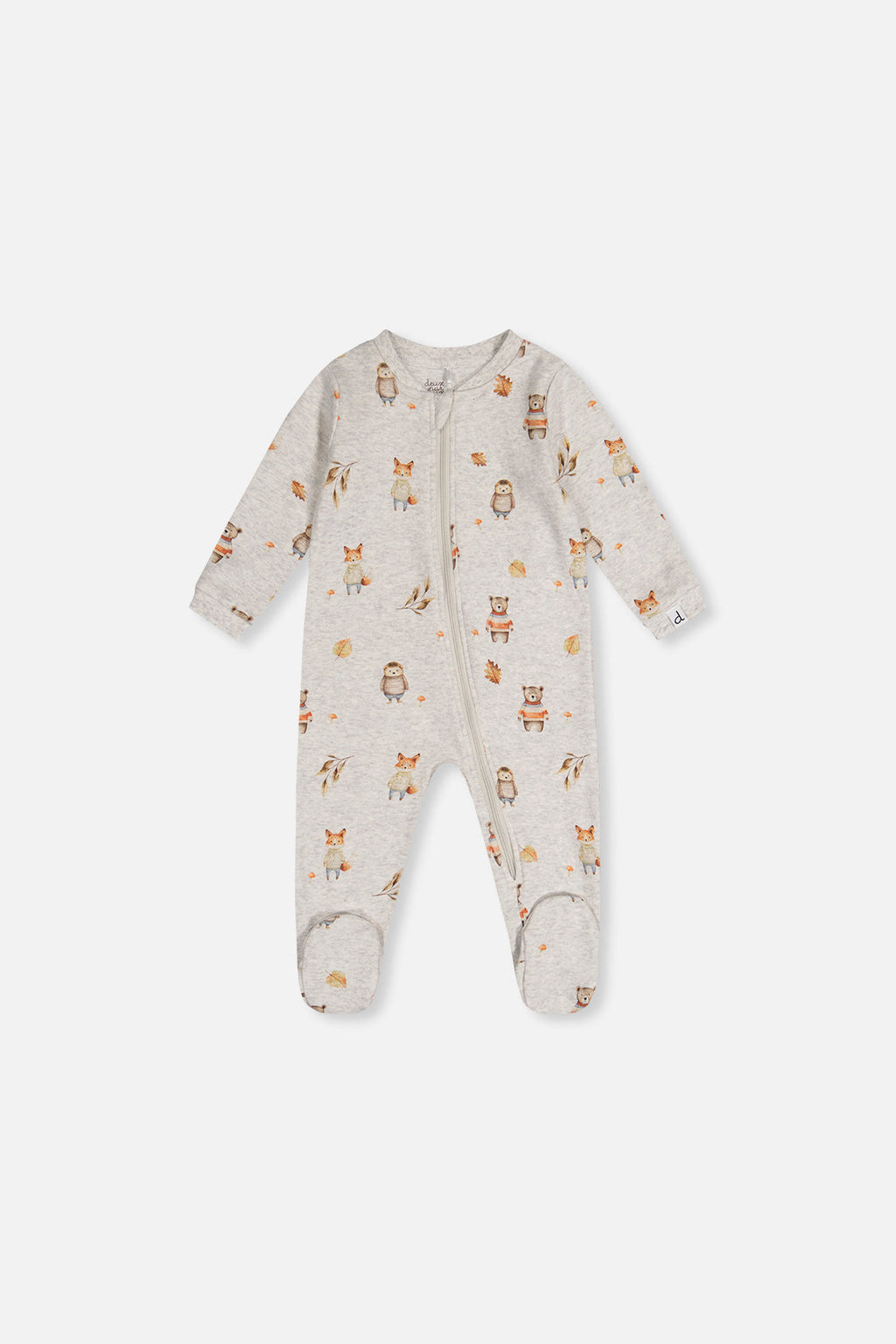 Baby Organic Cotton One Piece Pajama Beige Animal Print