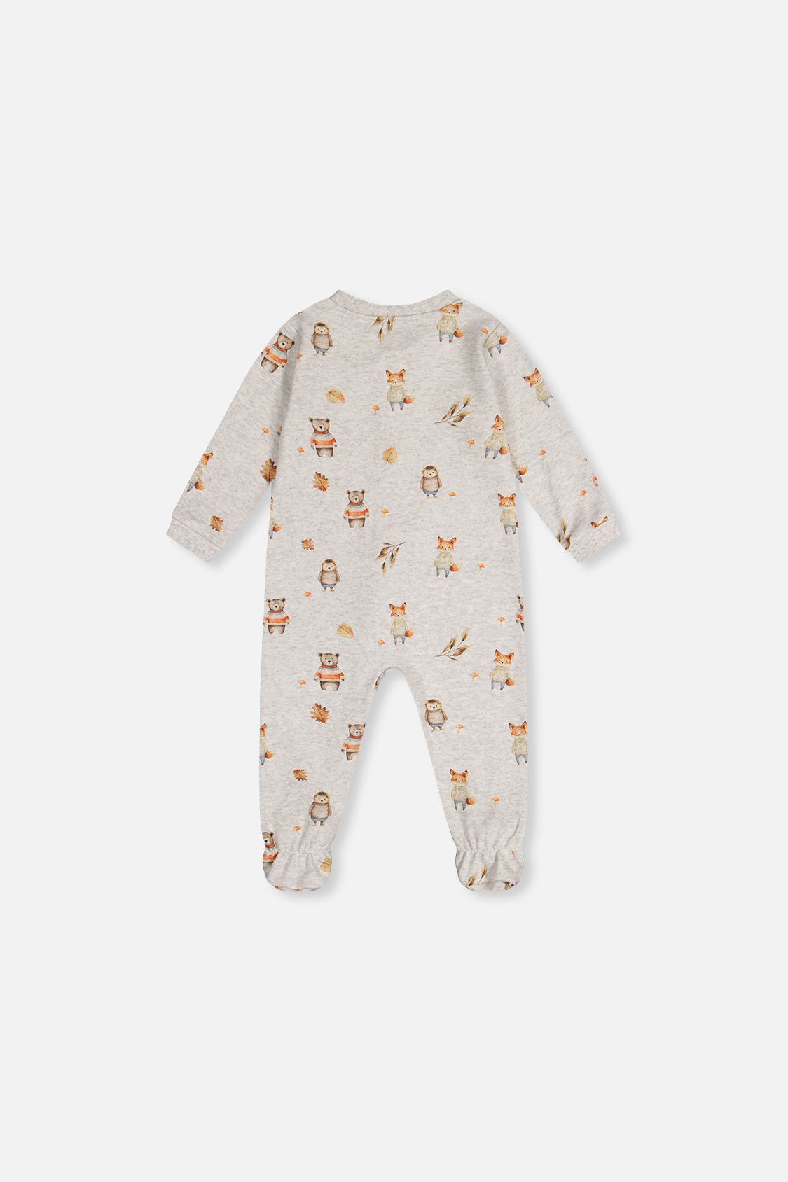 Baby Organic Cotton One Piece Pajama Beige Animal Print