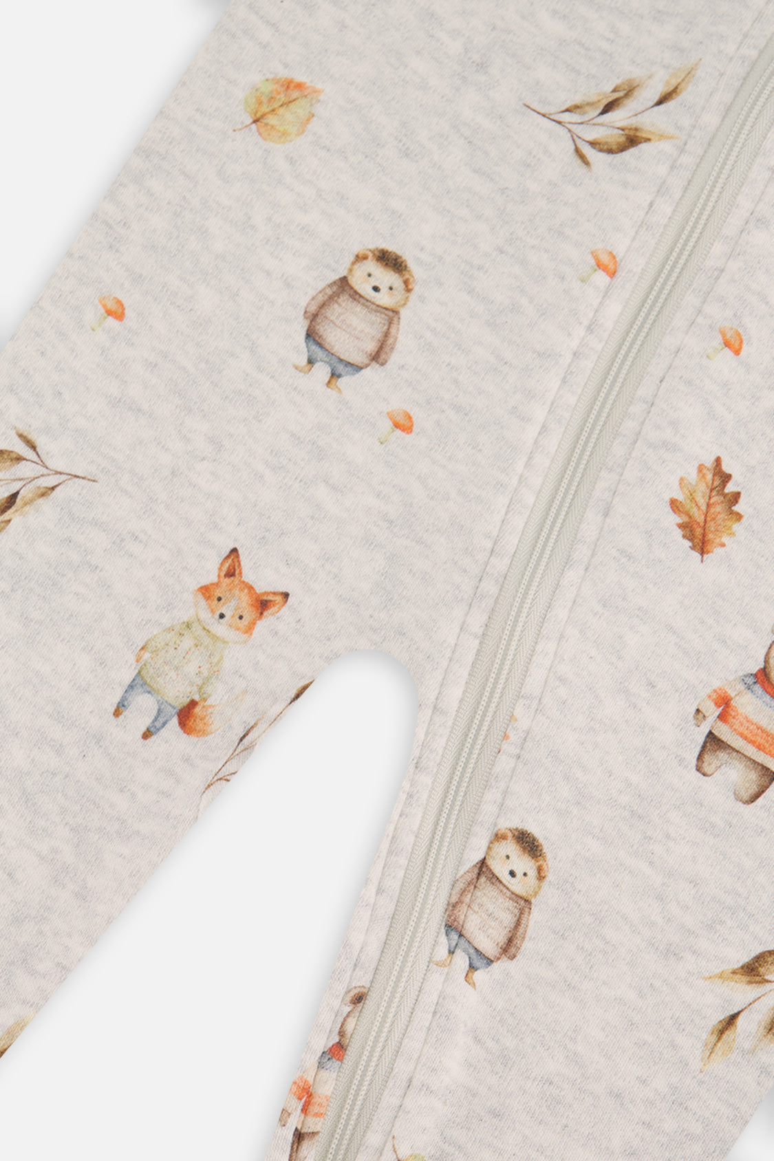 Baby Organic Cotton One Piece Pajama Beige Animal Print