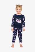 Organic Cotton Two Piece Pajama Set Purple Unicorn Print