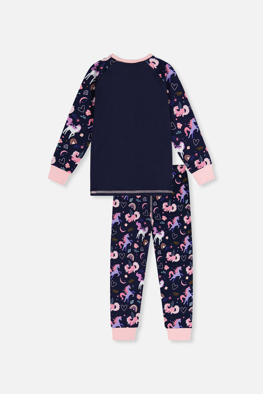 Organic Cotton Two Piece Pajama Set Purple Unicorn Print
