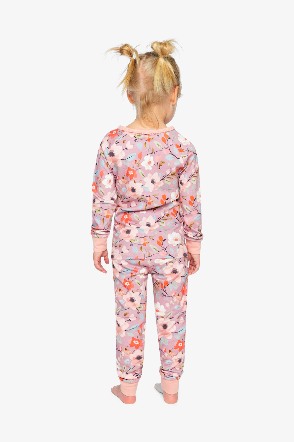 Organic Cotton Two Piece Pajama Set Pink Floral Print