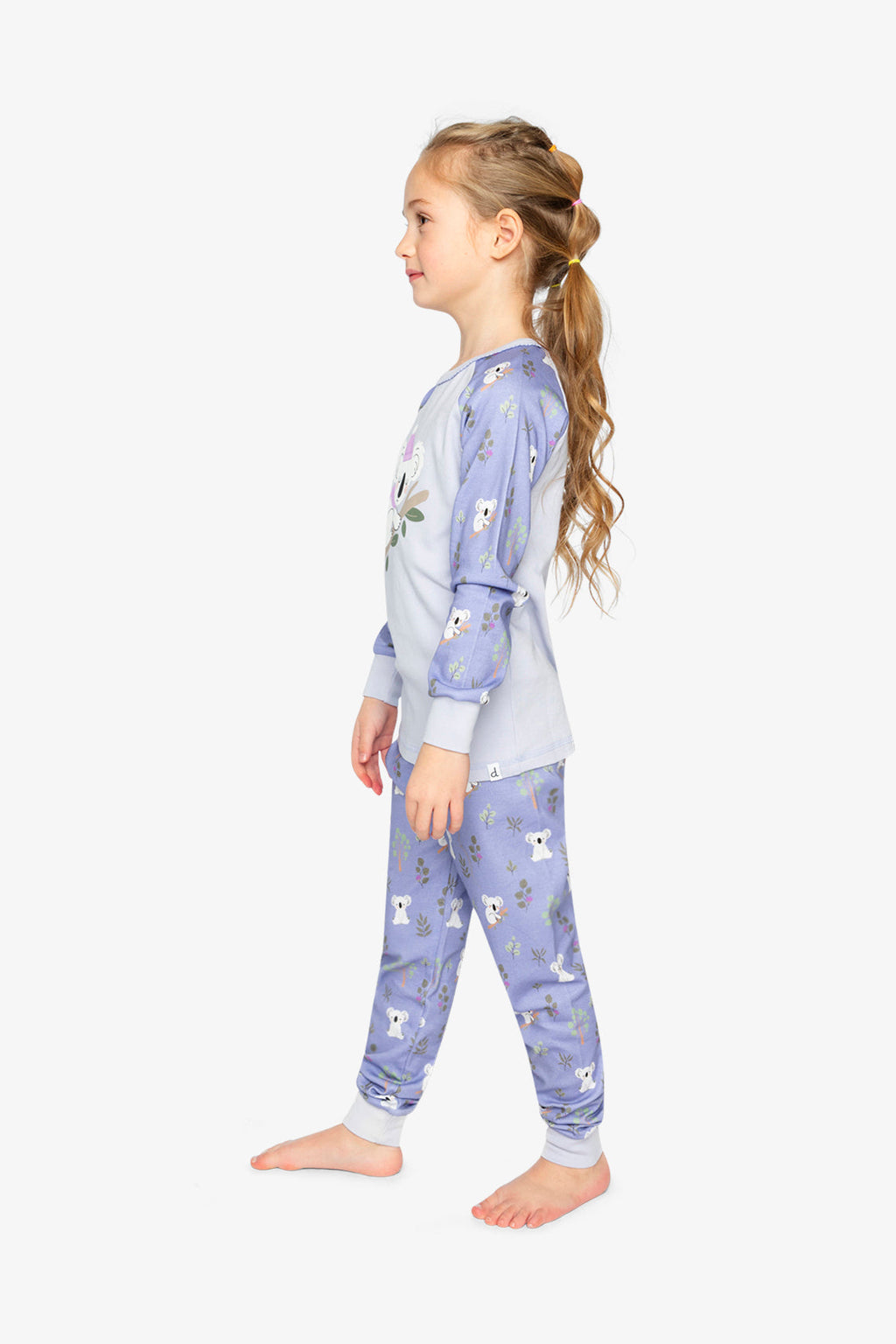 Organic Cotton Two Piece Pajama Set Purple Koala Print