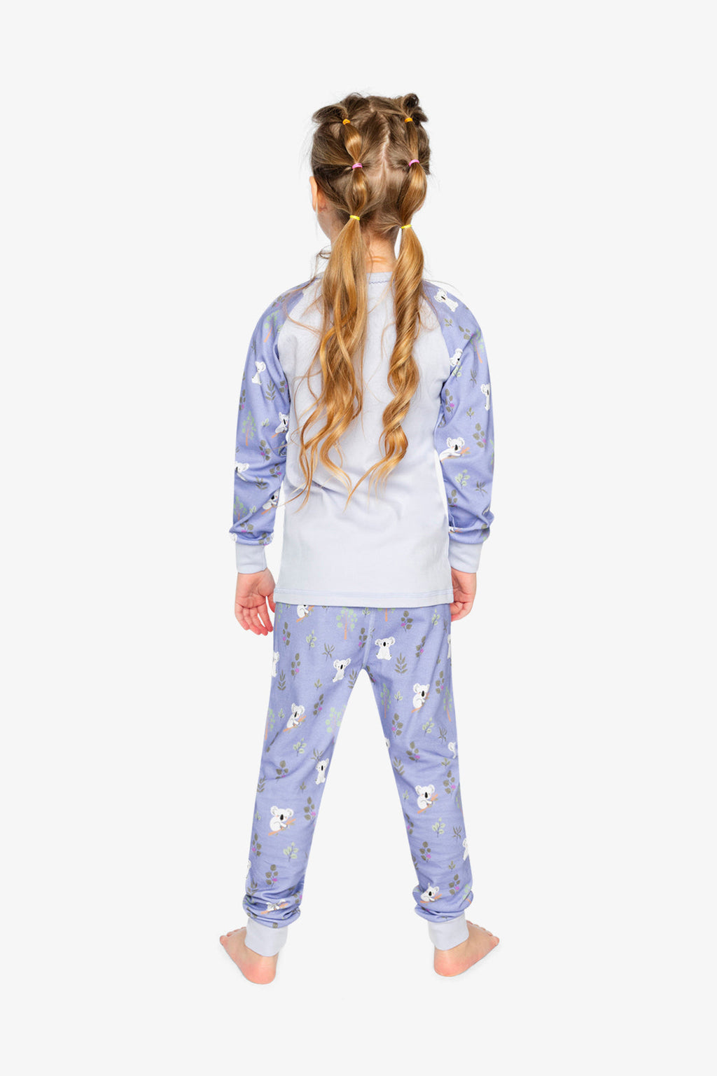 Organic Cotton Two Piece Pajama Set Purple Koala Print
