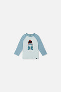 Baby Long Sleeve Raglan Organic Cotton T-Shirt Very Pale Turquoise