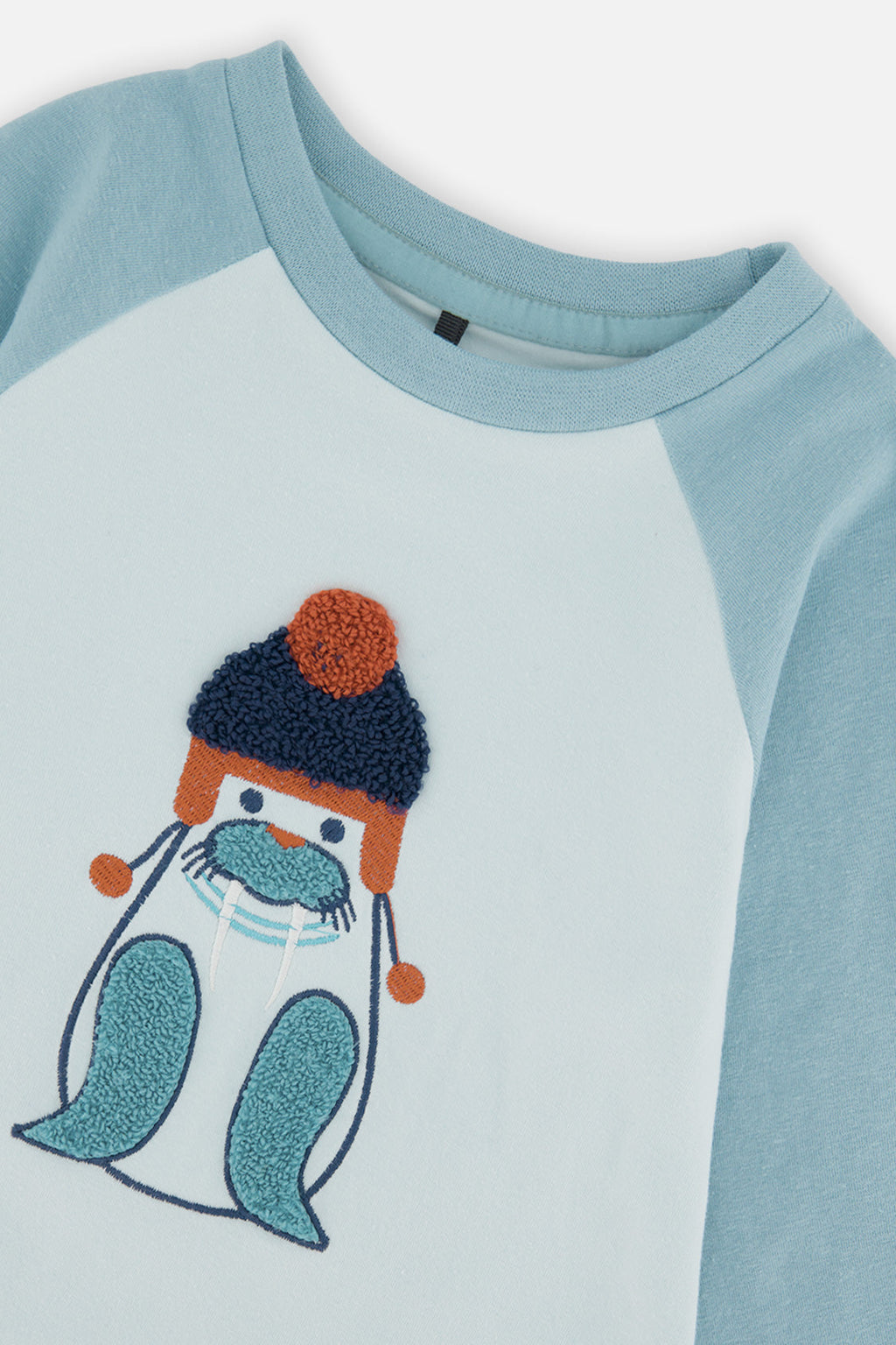 Baby Long Sleeve Raglan Organic Cotton T-Shirt Very Pale Turquoise
