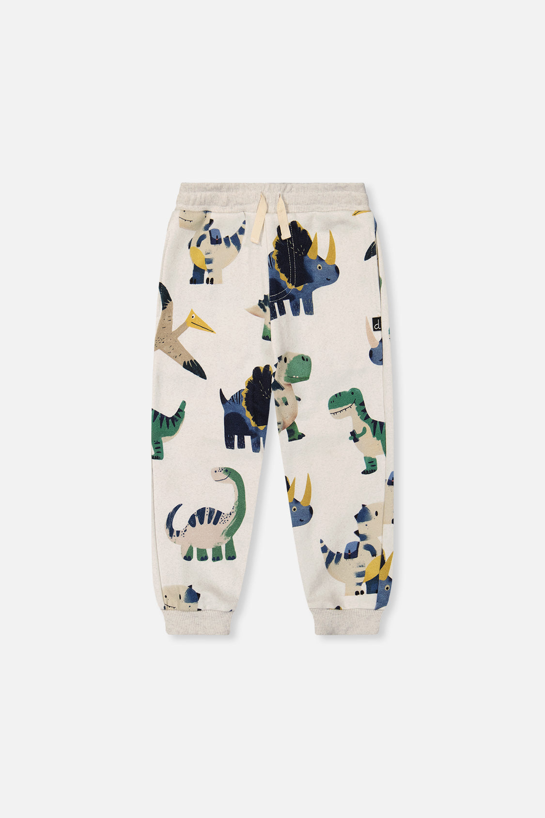 Fleece Sweatpants Beige Dinosaur Print