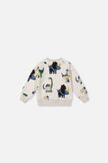 Baby Fleece Sweatshirt Beige Dinosaur Print