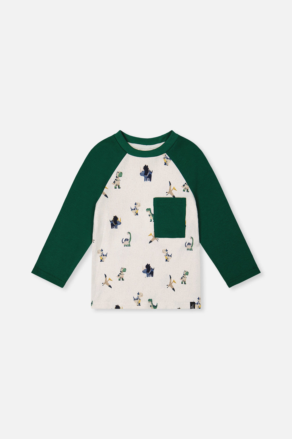 Long Sleeve Raglan T-Shirt Beige Dinosaur Print