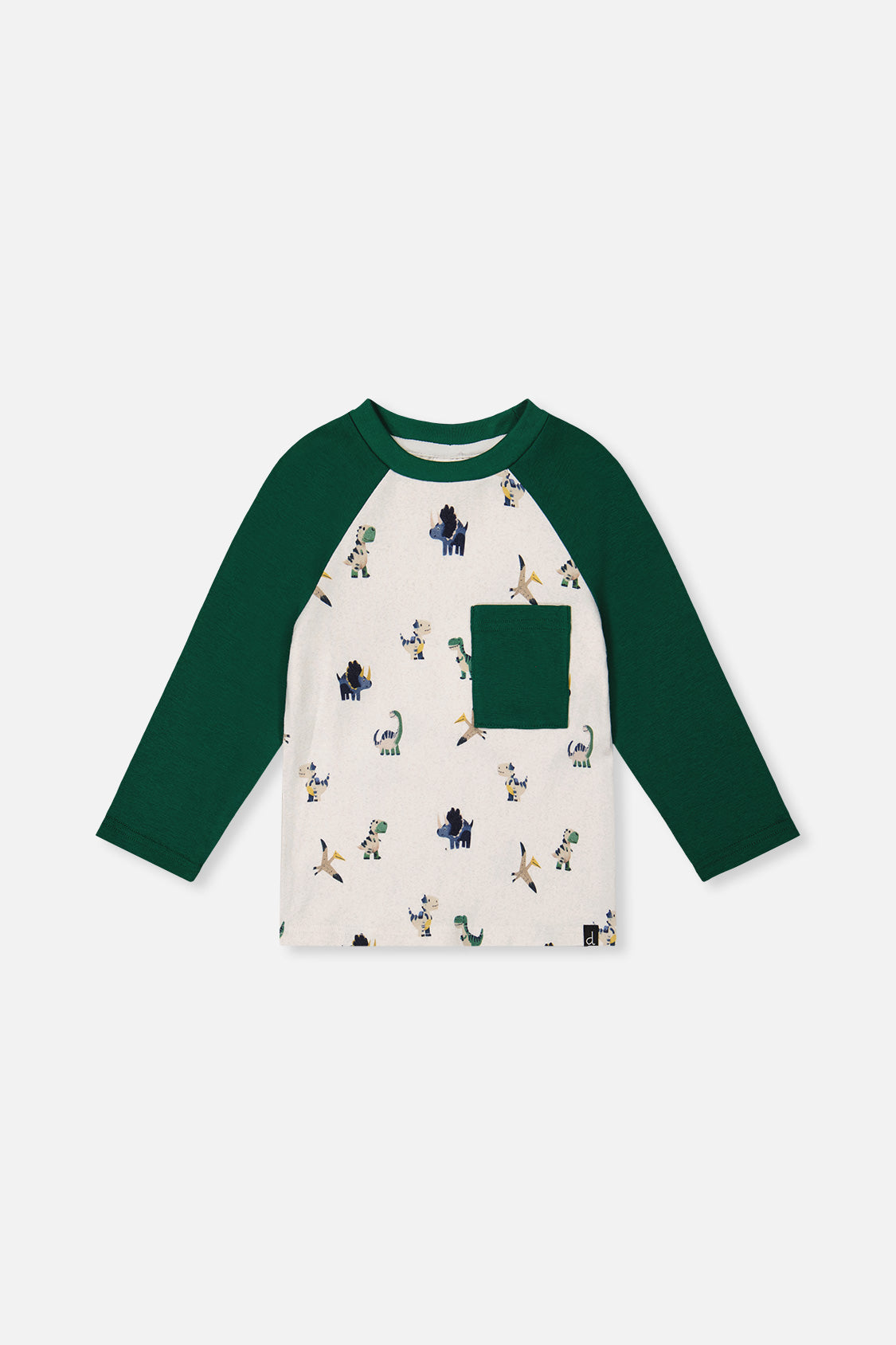 Long Sleeve Raglan T-Shirt Beige Dinosaur Print