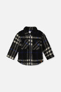Zipped Overshirt Black And Blue Plaid