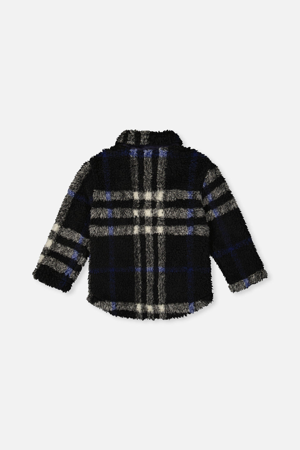 Zipped Overshirt Black And Blue Plaid