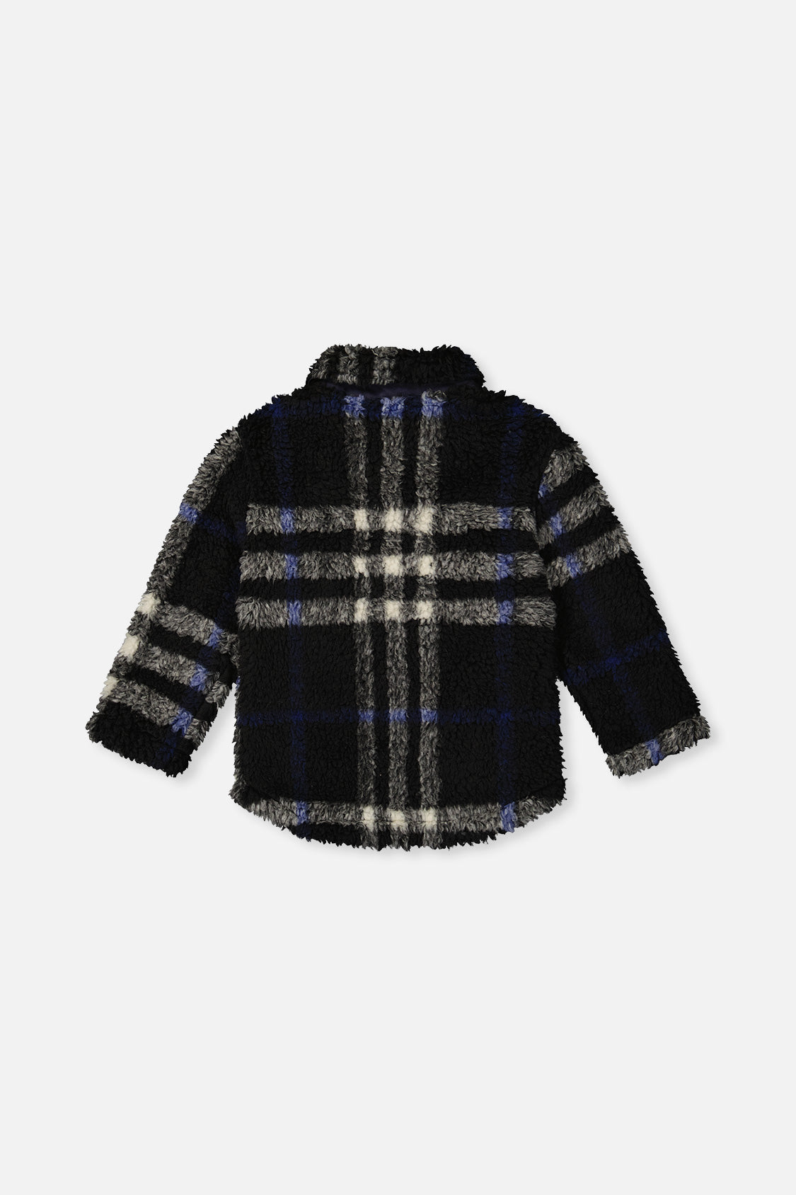 Zipped Overshirt Black And Blue Plaid