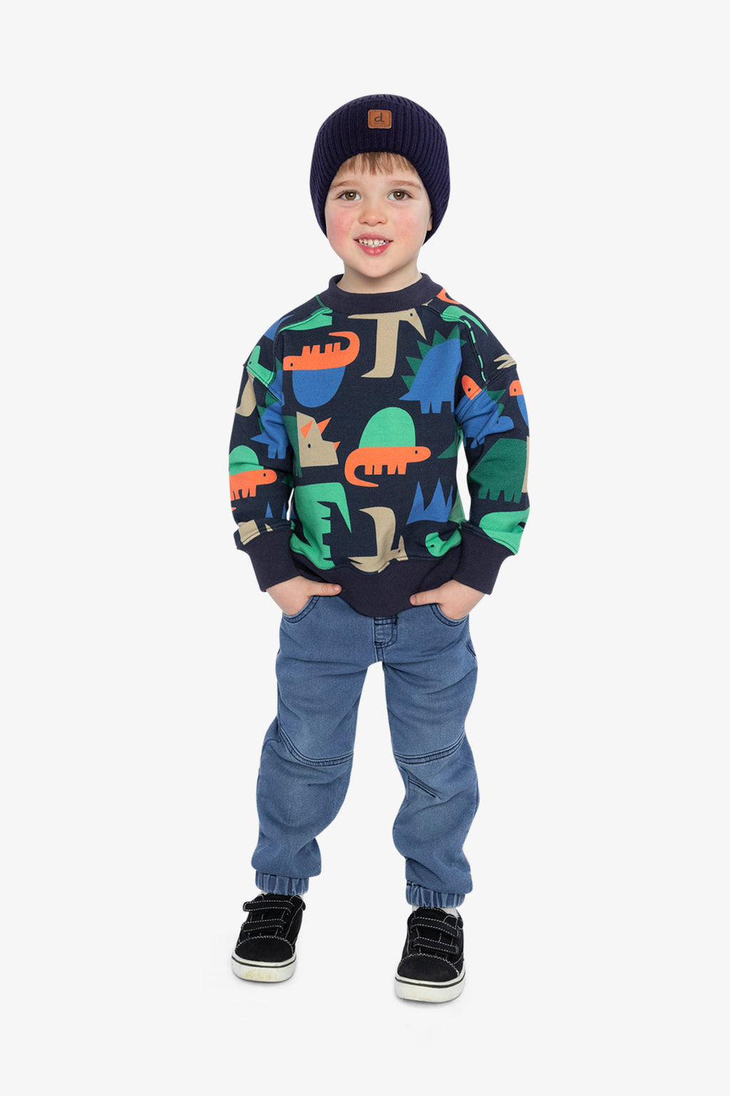 Fleece Sweatshirt Blue Dinosaur Print