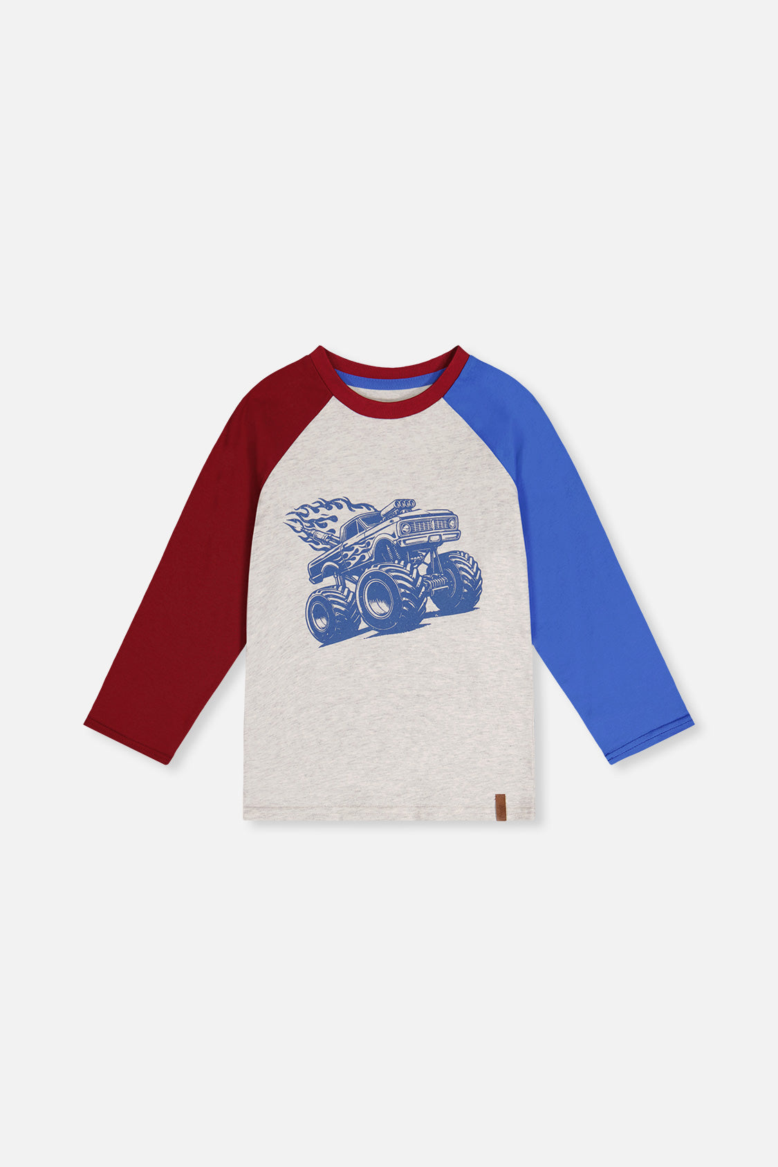 Raglan T-Shirt Heather Grey, Red And Blue
