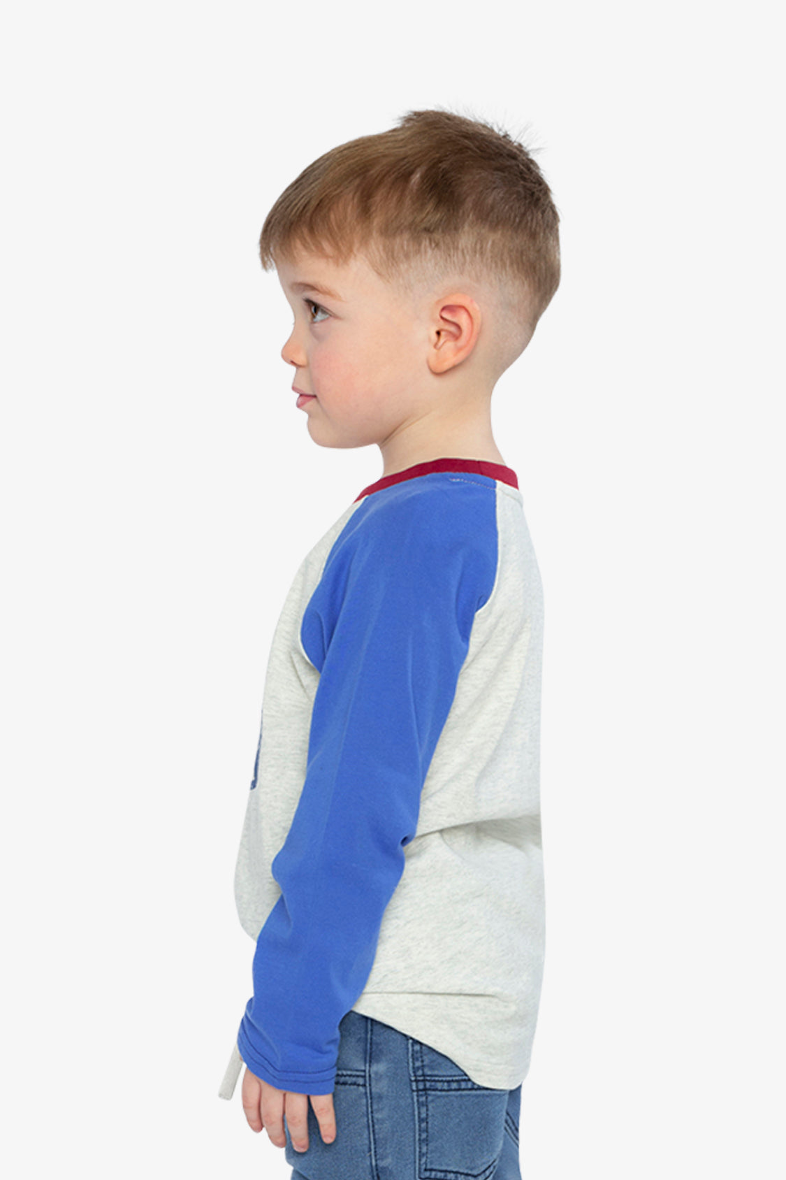 Raglan T-Shirt Heather Grey, Red And Blue