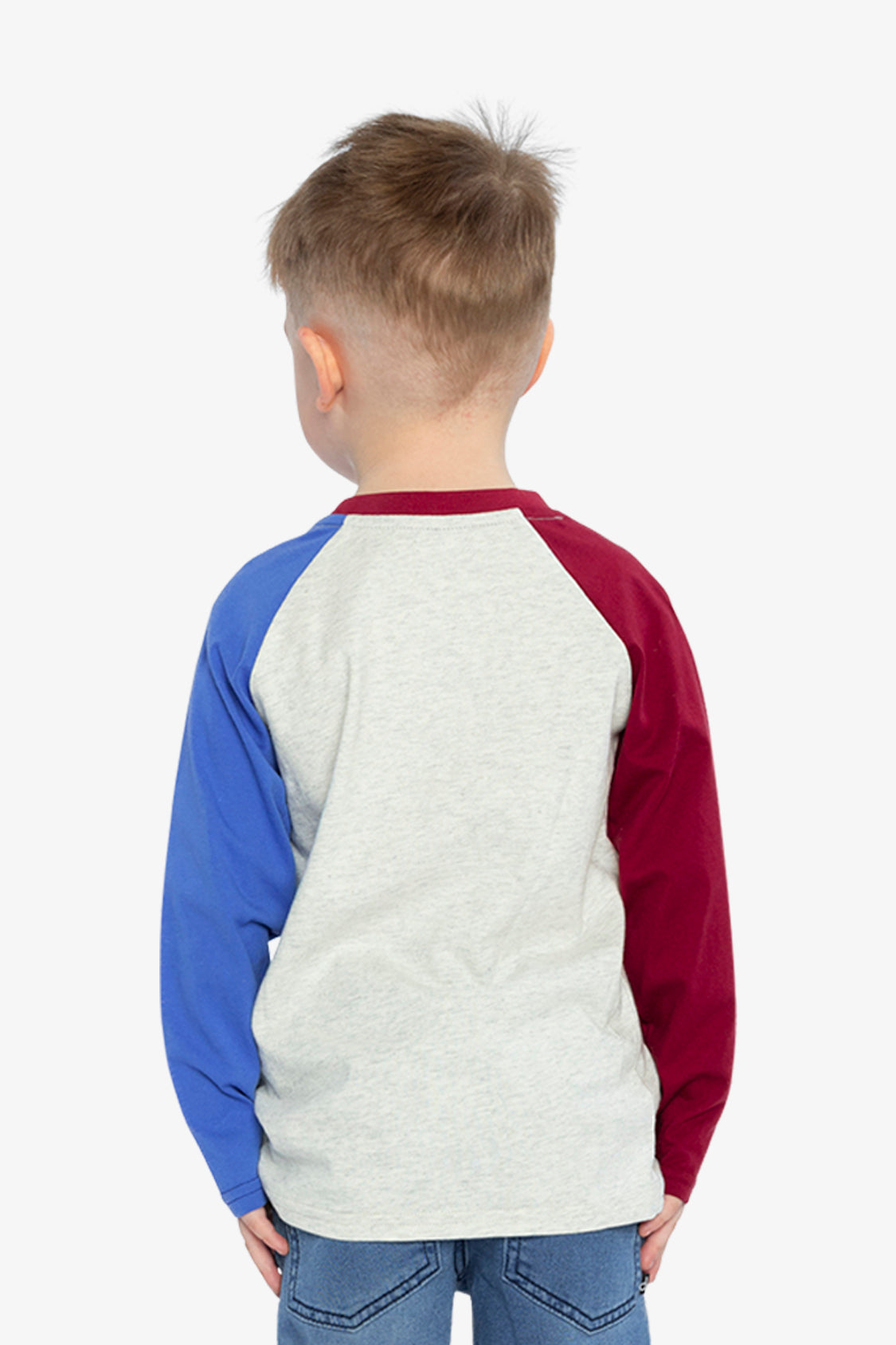 Raglan T-Shirt Heather Grey, Red And Blue