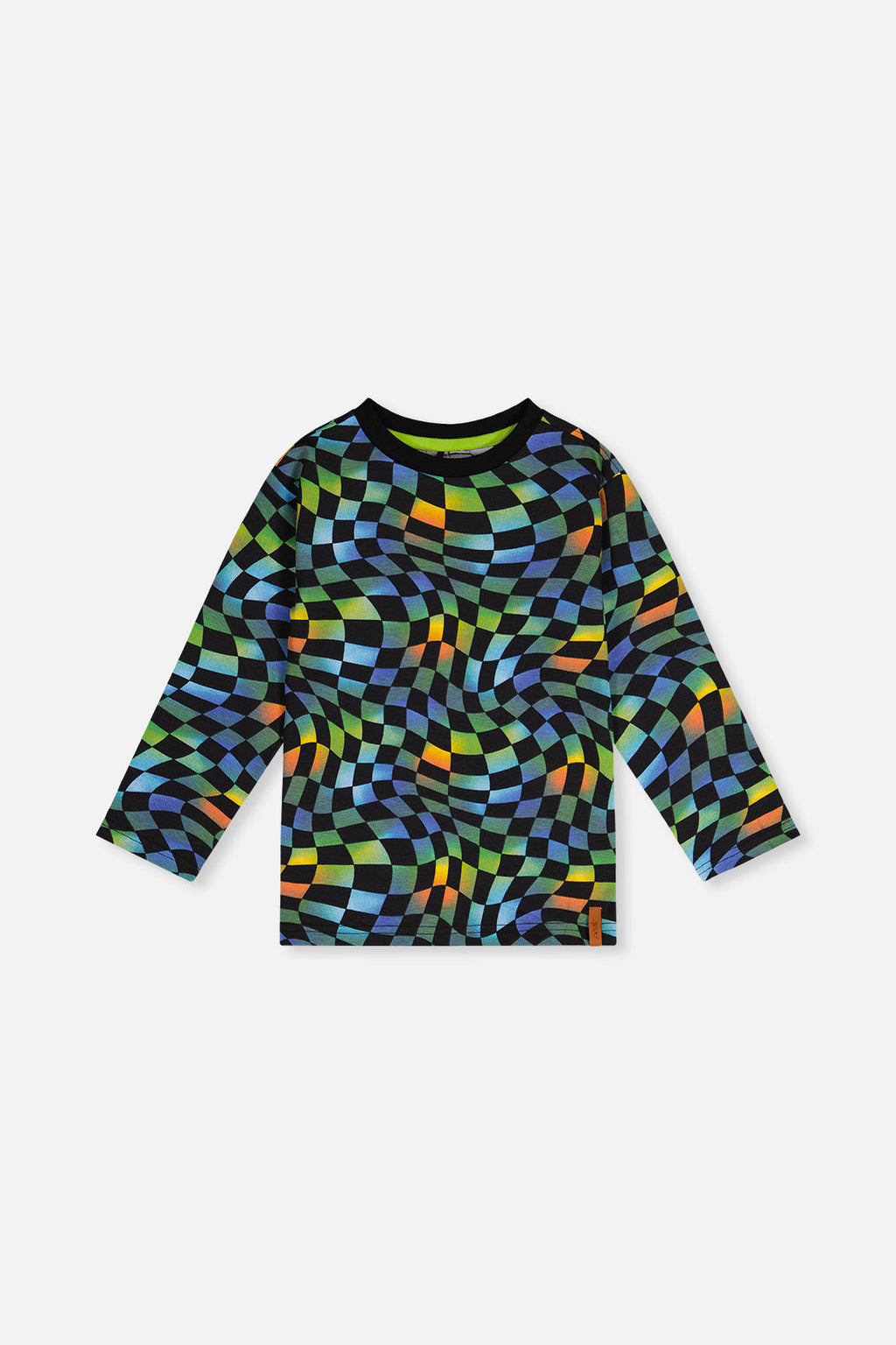 Organic Cotton Long Sleeve T-Shirt Blue Checkered Print