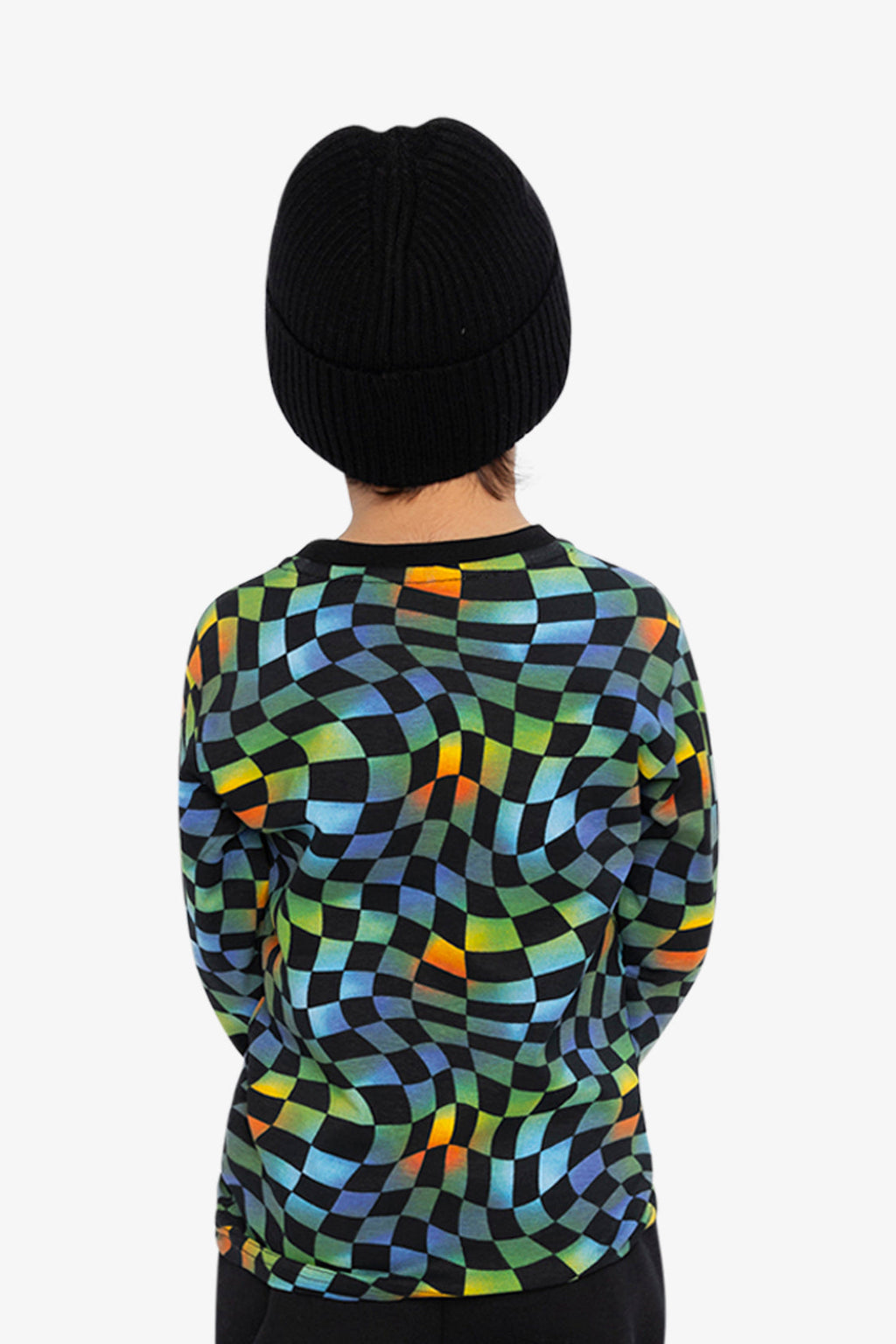 Organic Cotton Long Sleeve T-Shirt Blue Checkered Print