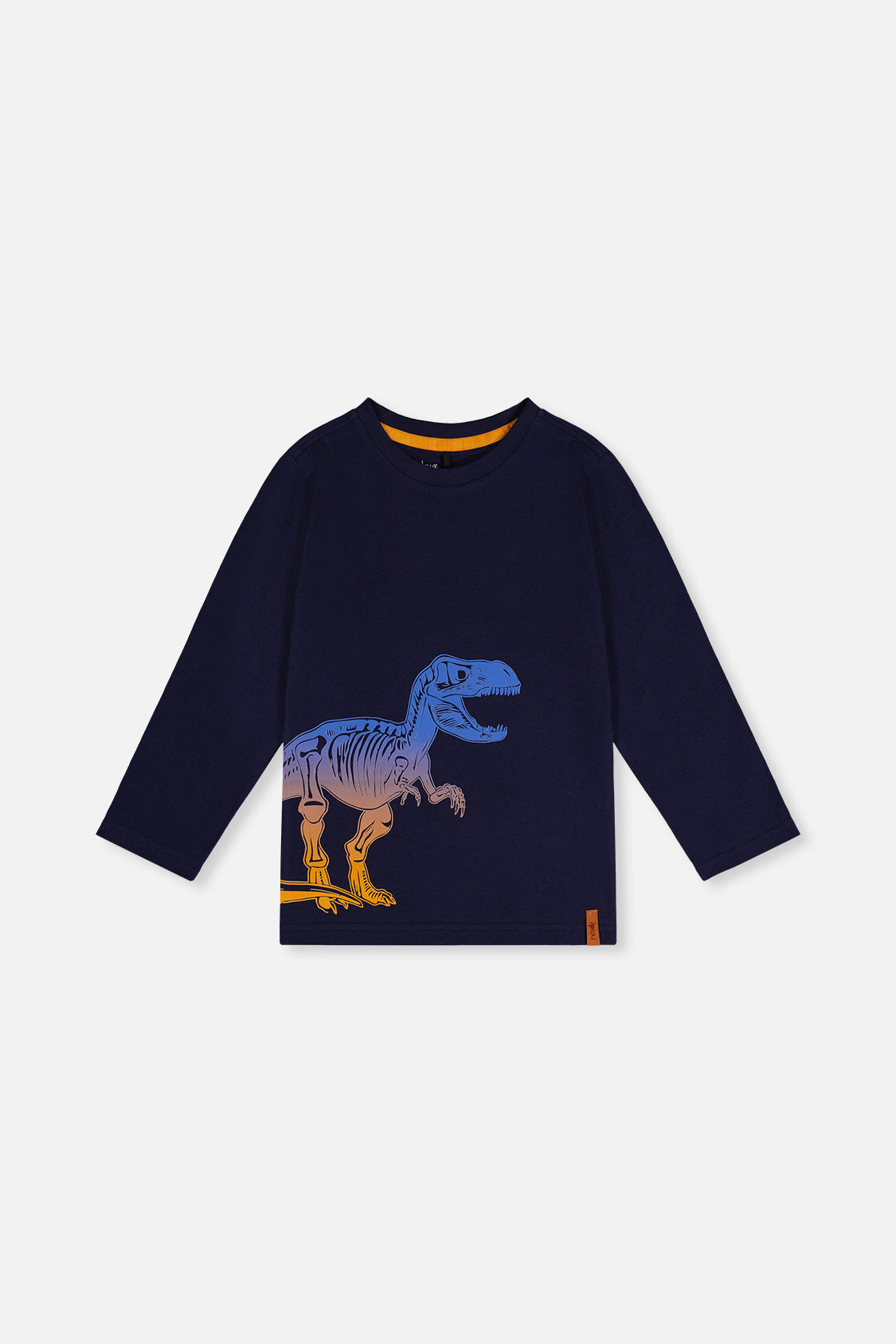 Long Sleeve Organic Cotton T-Shirt Dark Blue And Orange