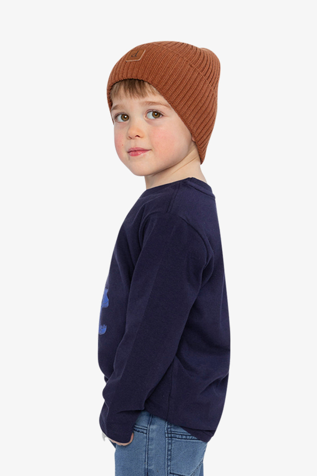 Long Sleeve Organic Cotton T-Shirt Dark Blue And Orange