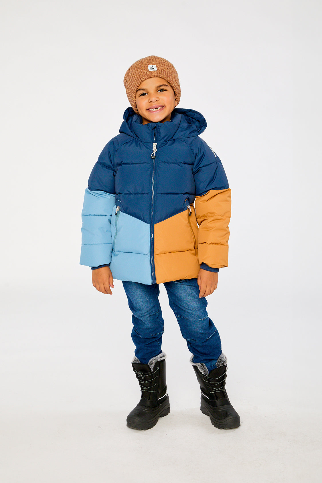 Color-Block Winter Jacket Dark Blue