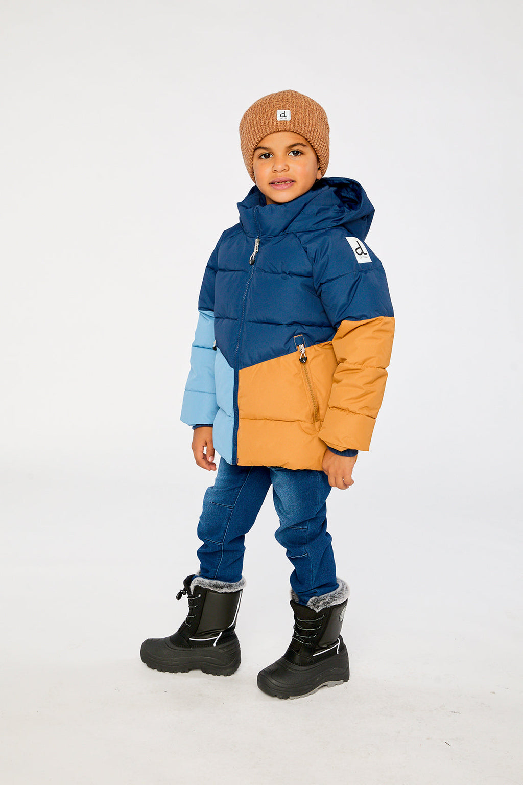 Color-Block Winter Jacket Dark Blue
