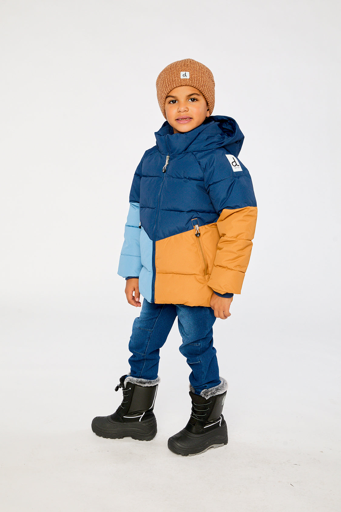 Color-Block Winter Jacket Dark Blue